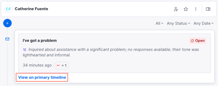 Sample customer service conversation in Kustomer with an AI summary