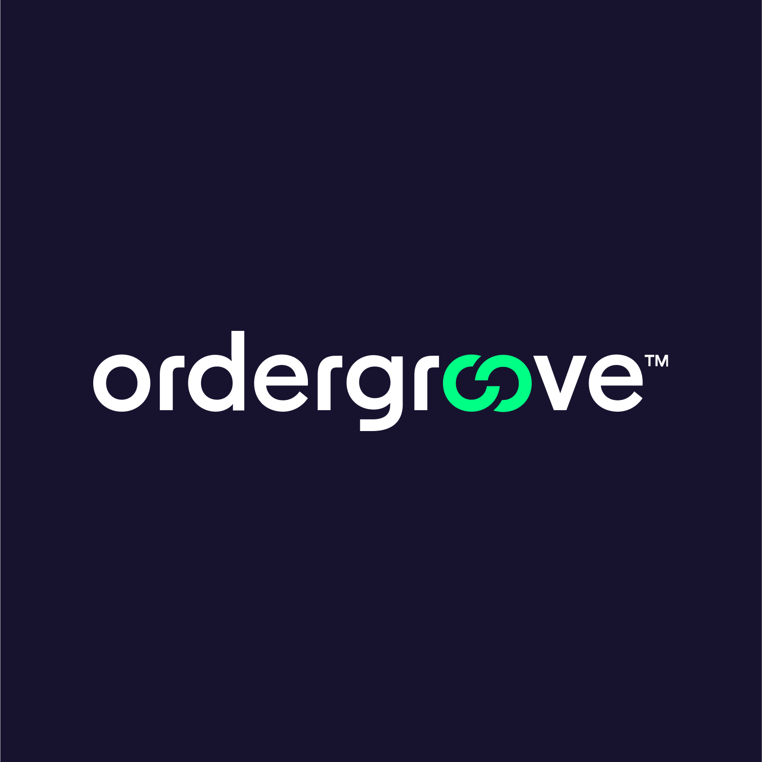 The image displays the word ordergroove in white lowercase letters on a dark background, with the letters oo stylized as linked green and blue chain links, symbolizing seamless TikTok Shop customer support integration.