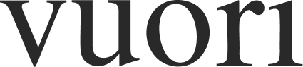 Black text on a light background spelling the word vuori in a modern, serif font.