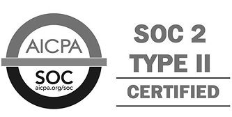 A black and white image showing the AICPA SOC logo on the left and the text SOC 2 Type II Certified on the right, indicating compliance with SOC 2 Type II standards.